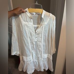 White mid button down